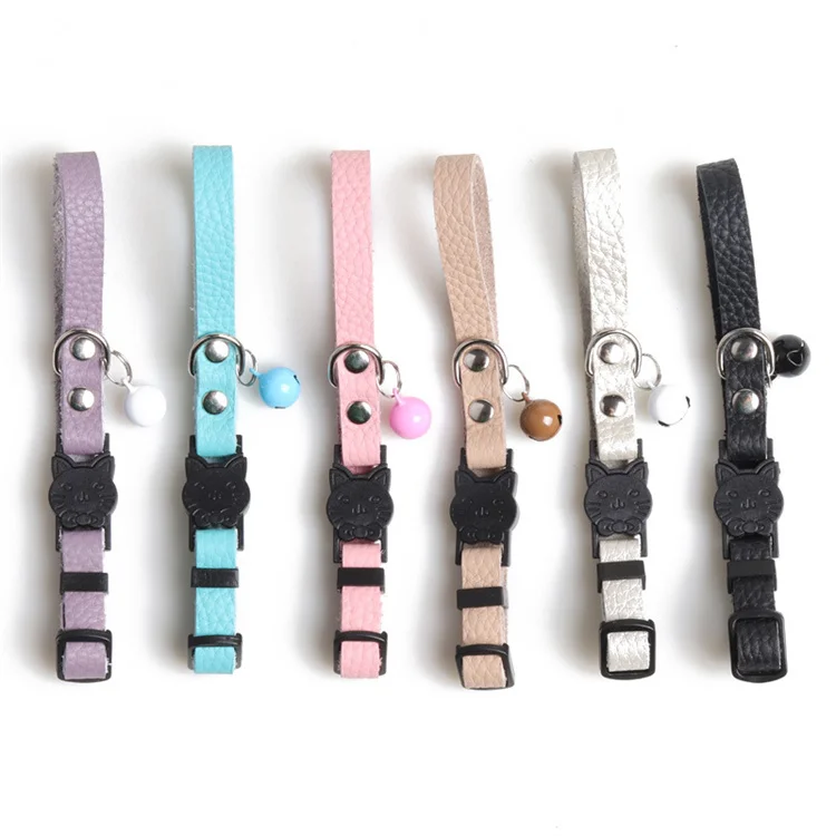 Luxury Cat Neck Belt Macaroon Color Real Leather Soft Breakaway Genuine