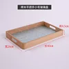 Small glass dish with beech wood flat handle, 40*26*4.5 cm