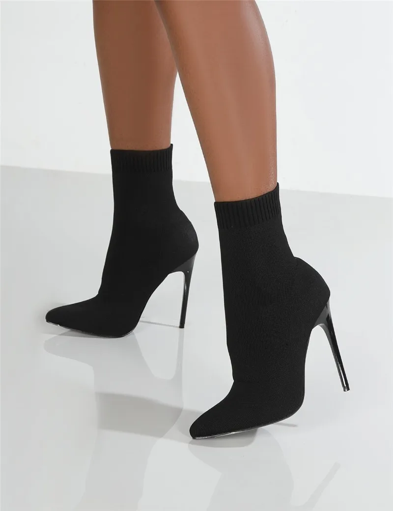 Botas De Calcetín De Invierno Para Mujer,Botines Elásticos De Punto  Sexys,Zapatos De Tacón Alto A La Moda,Botines De Tacón Fino Para Otoño -  Buy Las Mujeres Calcetín Arranque,Zapatos De Tacón Alto Botas,Bota