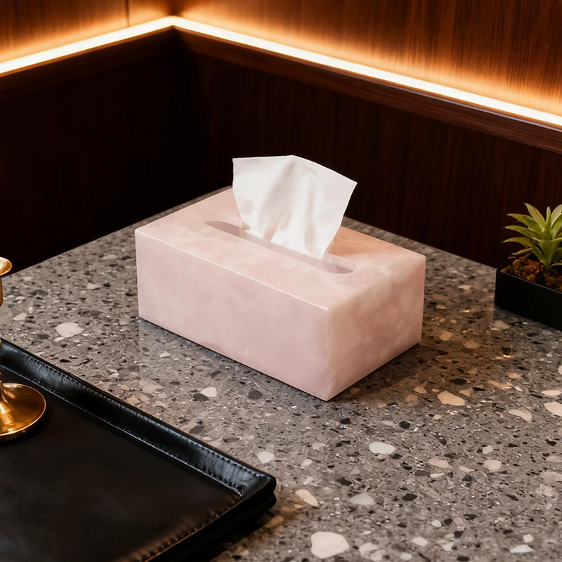 Luxuriöse rosa wasserdichte, umweltfreundliche und langlebige Taschentuchboxabdeckung für Wohnzimmer zu Hause und Hotelzimmer
