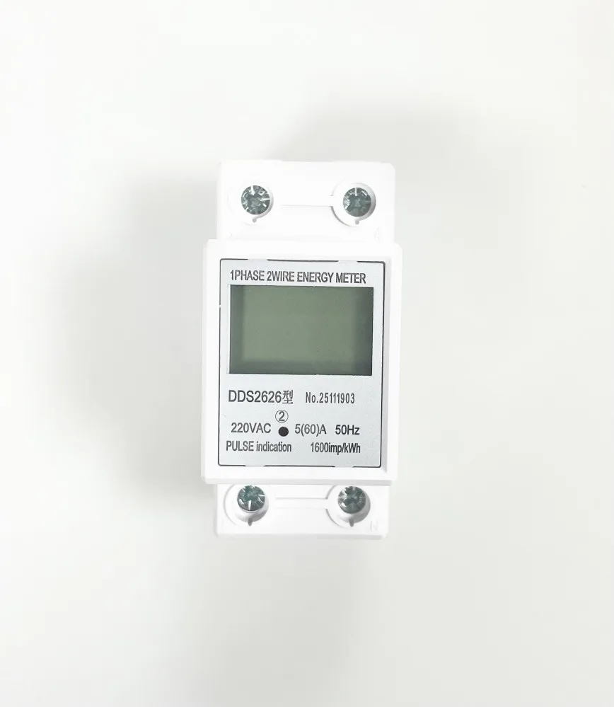 Enfaset elektrisk energimåler Skinner-type Intelligent digital skjermmåler 220V Elektronisk type Høy presisjon Strøm