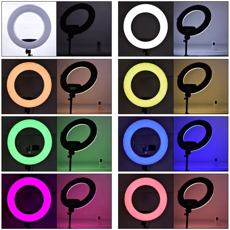 96W LEDRGBリングライト18インチリングランプキット、三脚付き2700K