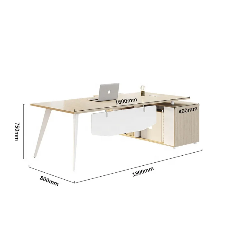 6 Feet Simple Style L Shaped Executive Desk With Wide Countertop Stylish Wooden Office Standing Boss Table With Return Storage