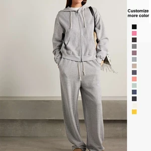 Custom Plus Size Women's Sports Wear Track Suit Jogger Sweatpants and Hooded Sweatshirt 2-Piece Shorts Set