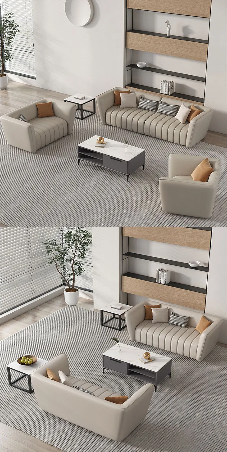 Liyu High Quality Modern Luxury Office Leather Sofa Set