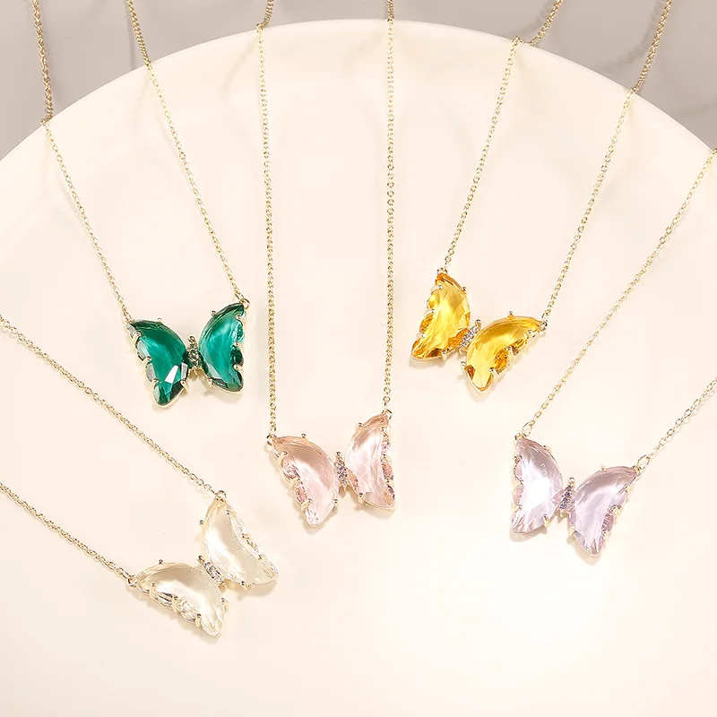 Butterfly Jewelry Glass Pendant Necklace Butterfly 23