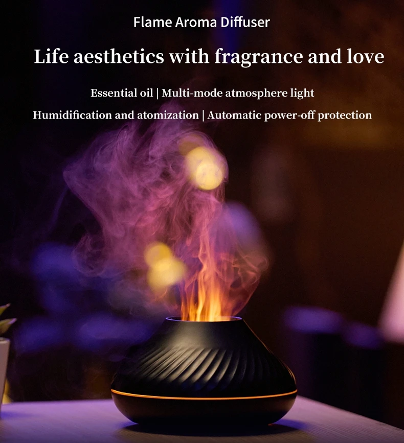 BSCI Factory Humidifier Diffuser Aroma USB LED Flame Effect Ultrasonic Room Aroma Diffuser