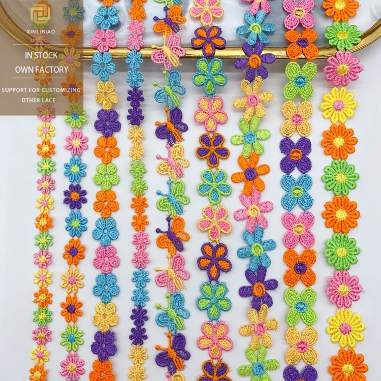 Color bar Code Lace Fruit Multicolor butterfly Embroidery Hand-made Love Polyester Off-the-shelf Lace Accessories