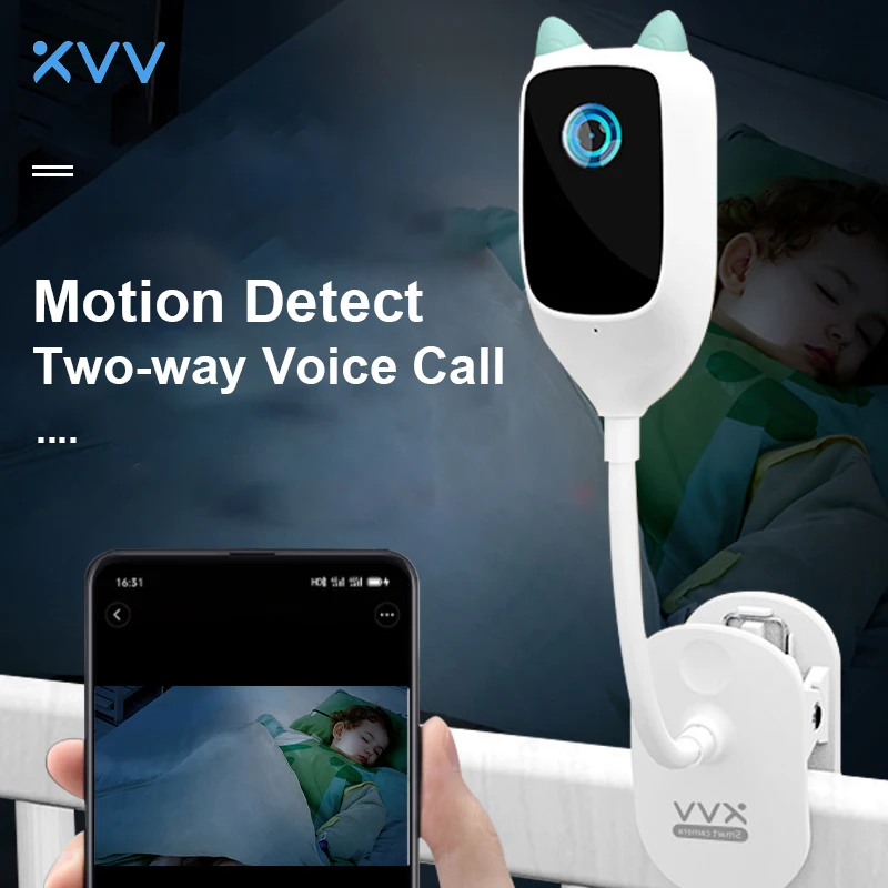 Xiaovv 3MP HD Baby Monitor Camera Flexible Wall Mount Home Security Indoor Mini Wireless Babycam Wifi Camera