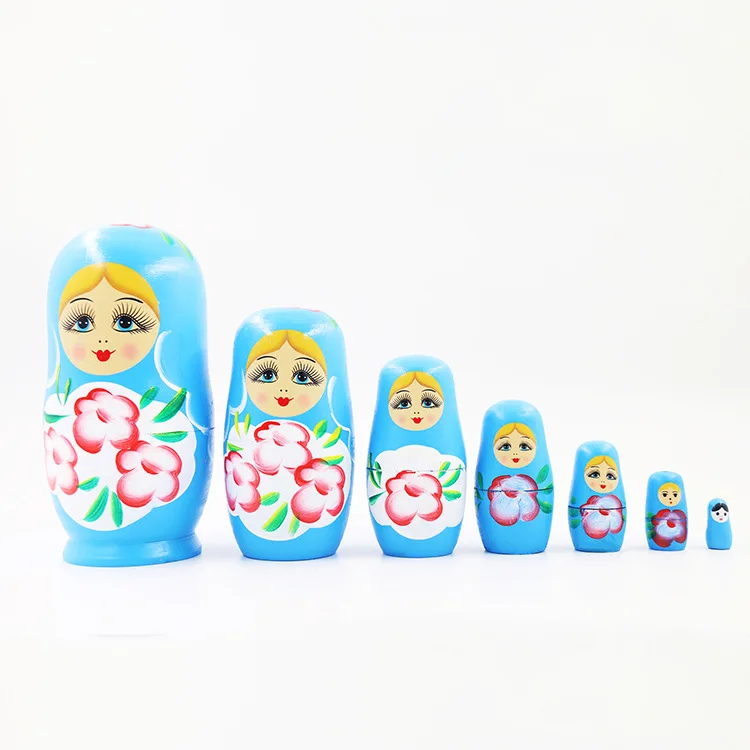7pcs New Custom Russian Doll Matryoshka Toy Traditional Hand Painted Wooden Russian Nesting Doll