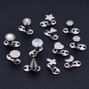 Titanium Internally Threaded Piercings Medusa Jewelry Piercing 16g G23 Anchor Surface Skin Diver Microdermal Gem Body Opal