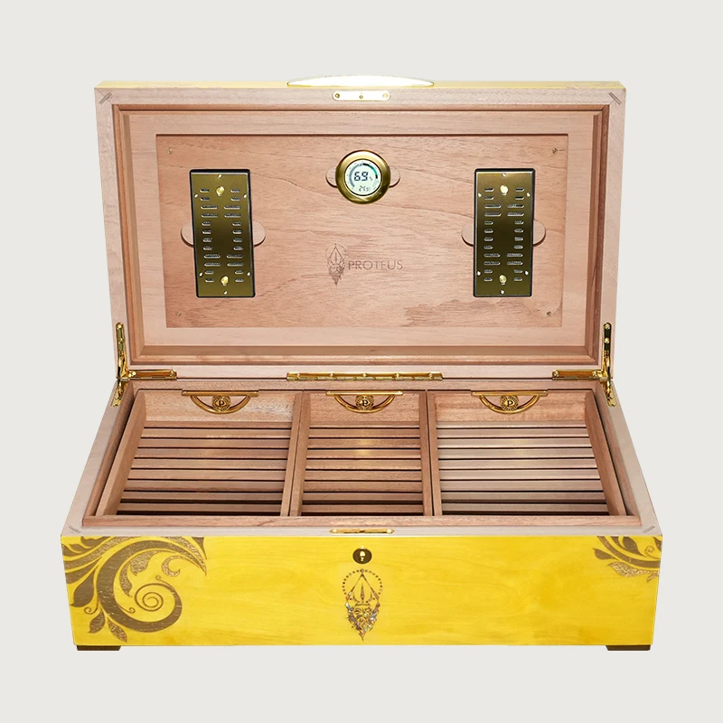 Desktop Wooden Cigar Humidor Piano Painted Cedar Wood Cigar Cabinet ...
