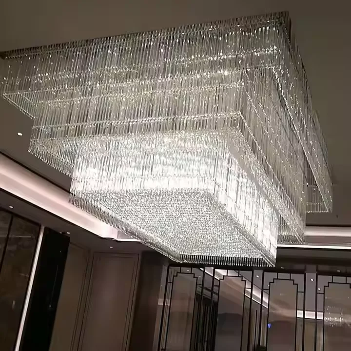 Индивидуальный Современный хрустальный потолочный светильник K9 квадратная вилла лобби отеля роскошный большой подвесной