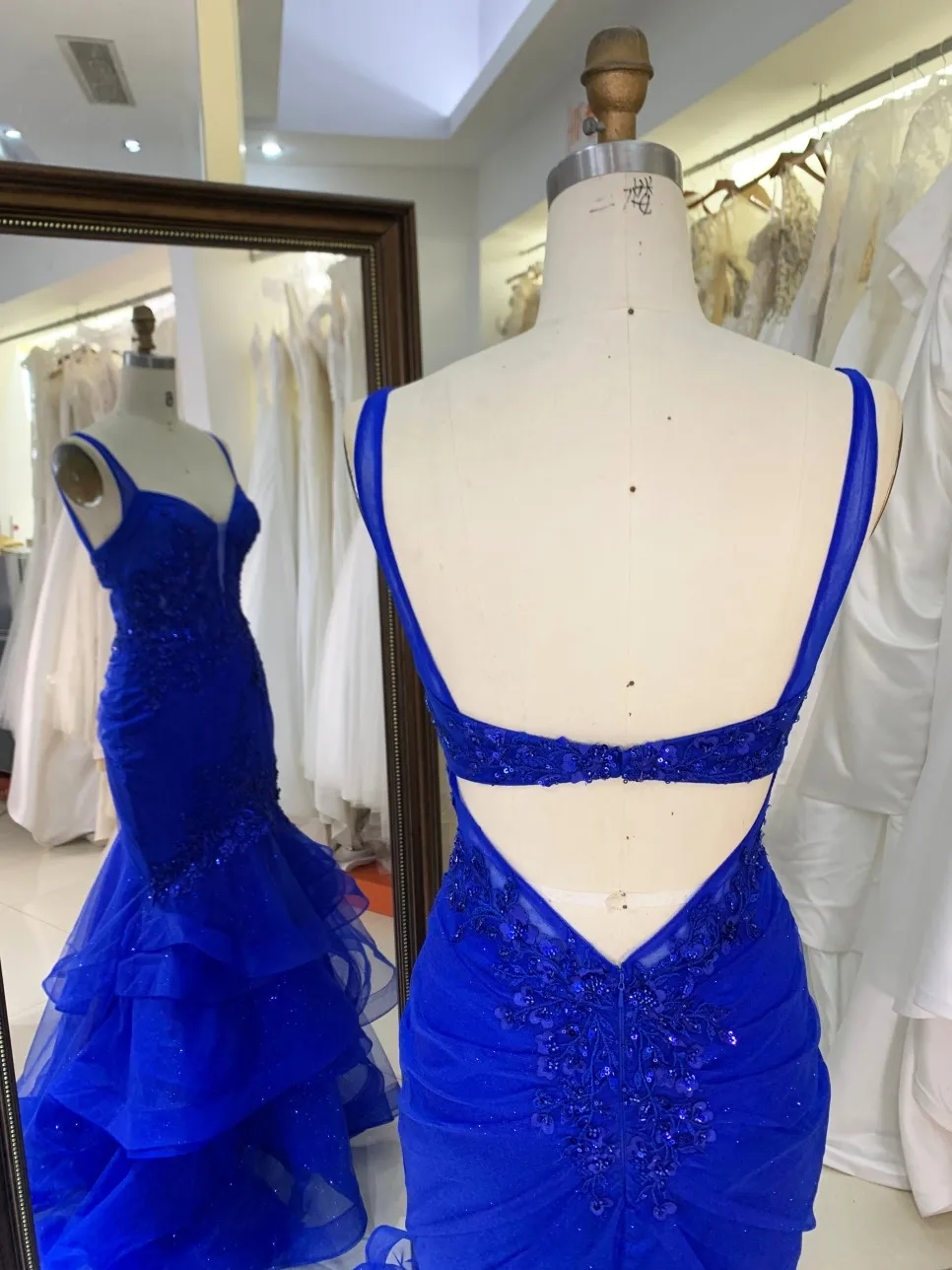 New Dress Embroidery Flower Boning Royal Blue Elegant Wholesale Long Women Formal Party Gowns Evening Dresses