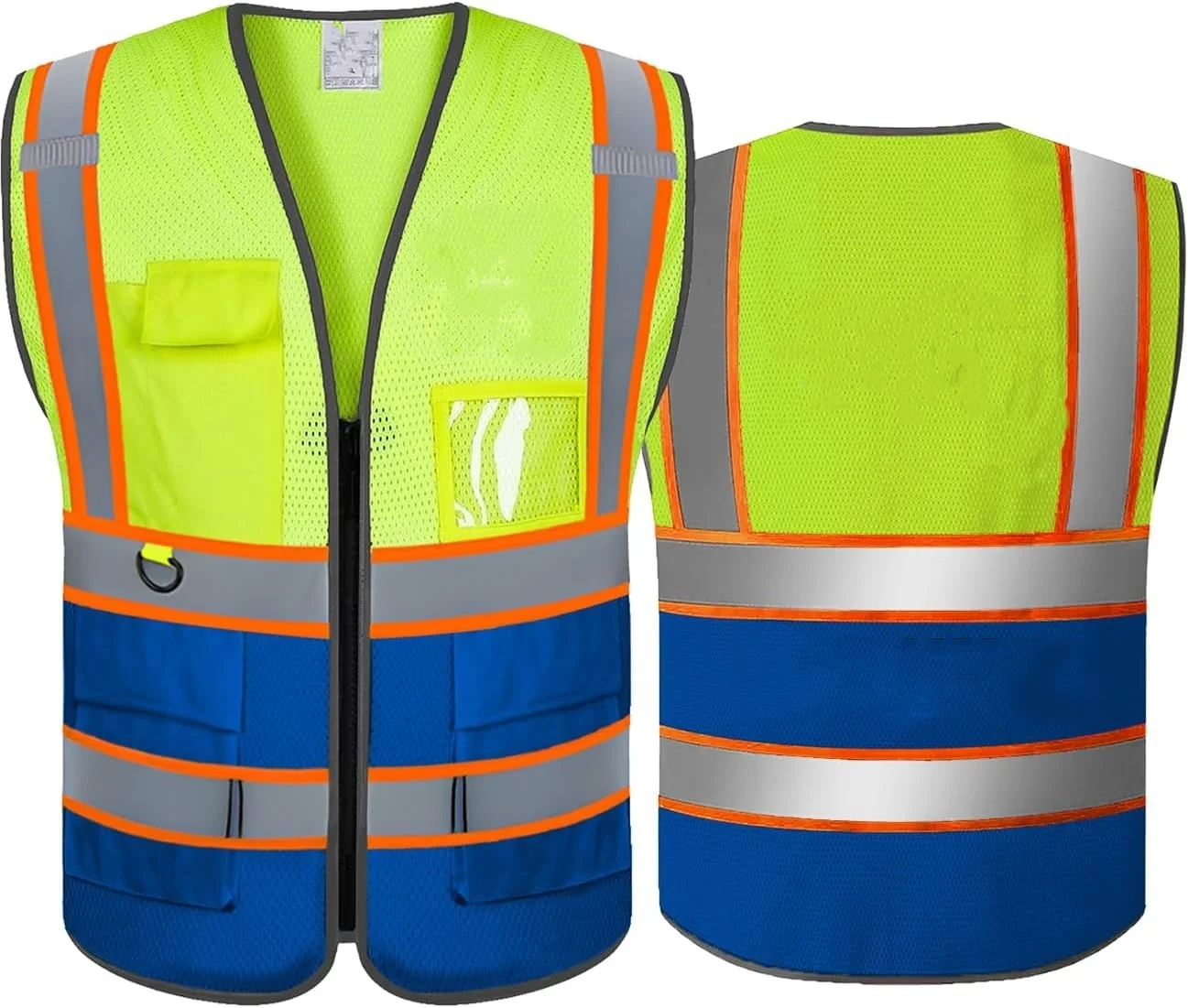 Custom Blue High Visibility Reflective Class 2 Safety Vest with Pockets ...