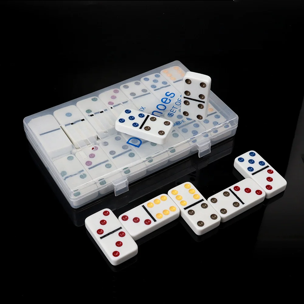 Profesional Manufacture Colored Dots Dominoes with Transparent Plastic Cheap Kids Toy Factory for Indoor Funny Game