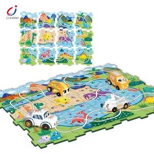 Chengji Electric Puzzle Race Track Toys Educational Diy Assembly Jigsaw Rail Car Dinosaur Puzzle Track Play Set Toy