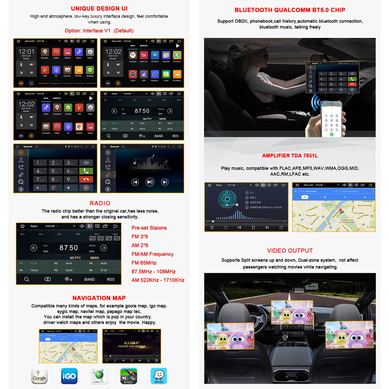 CUSP 10 Inch 9 Inch Android Double DIN 1DIN FM BT HD IPS Screen Car Stereo Radio Multimedia in Dash Kit Head Unit GPS Navigation