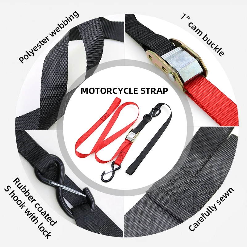 Oem 1" Wide Heavy Duty Trailer Kit Motorcycle Strap Cam Buckle Tie Down