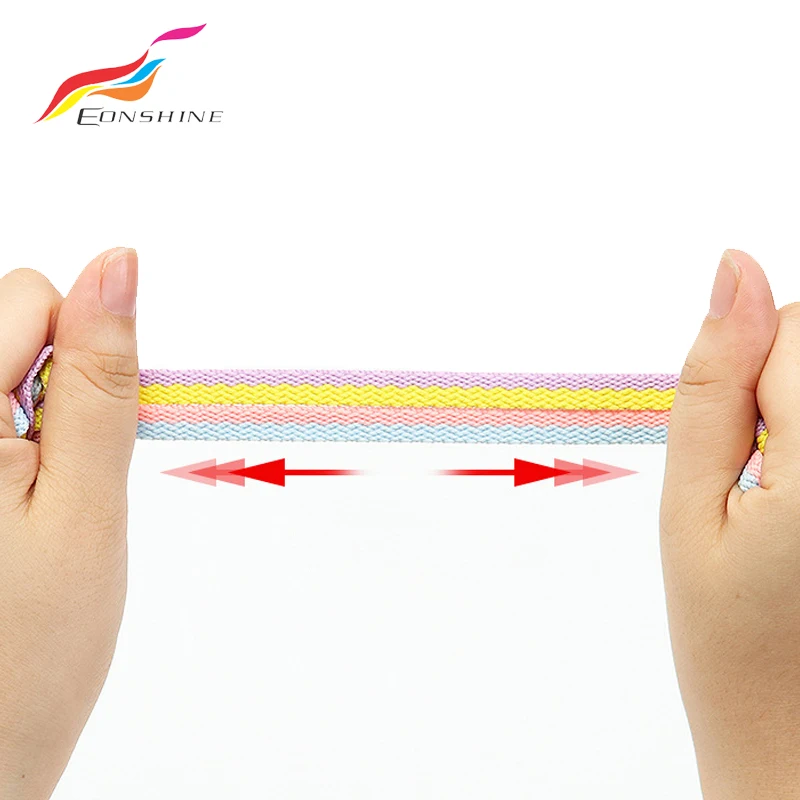 Оптовая продажа плоский полиэстеровый двухцветный Плетеный трикотажный шнур для шнурков