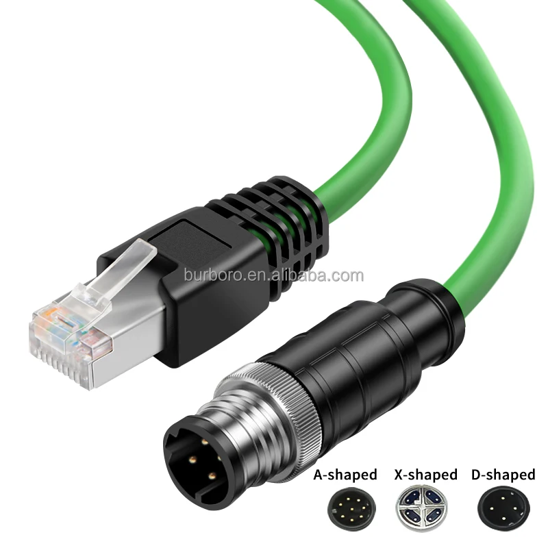 M12rj45 Connector 8pin X Code To Rj45 Ethernet Connector Profinet Cable Cat6 Industrial