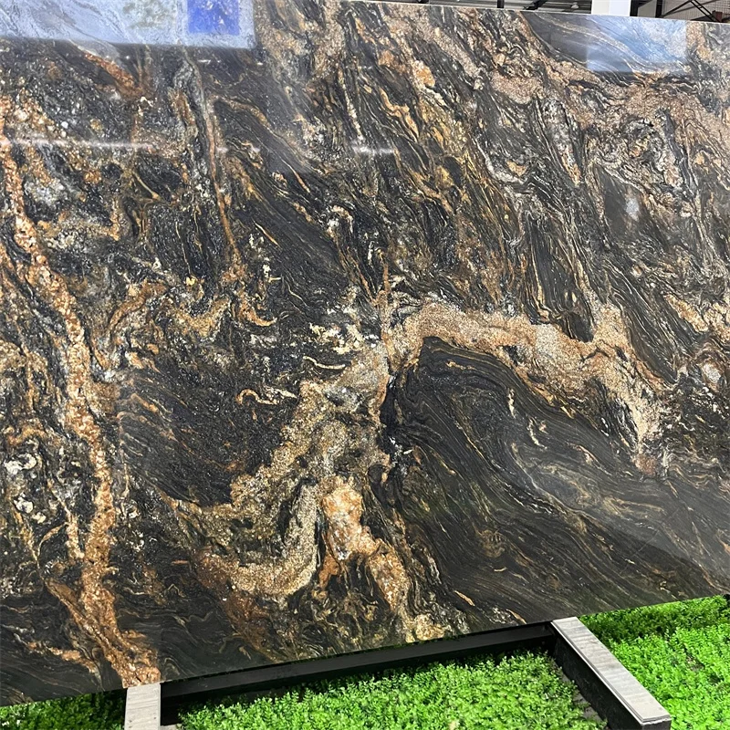 Top Quality Cosmic Gold Granite Slabs For Hotel Wall And Floor Black Granite With Gold Veins Slab Countertop