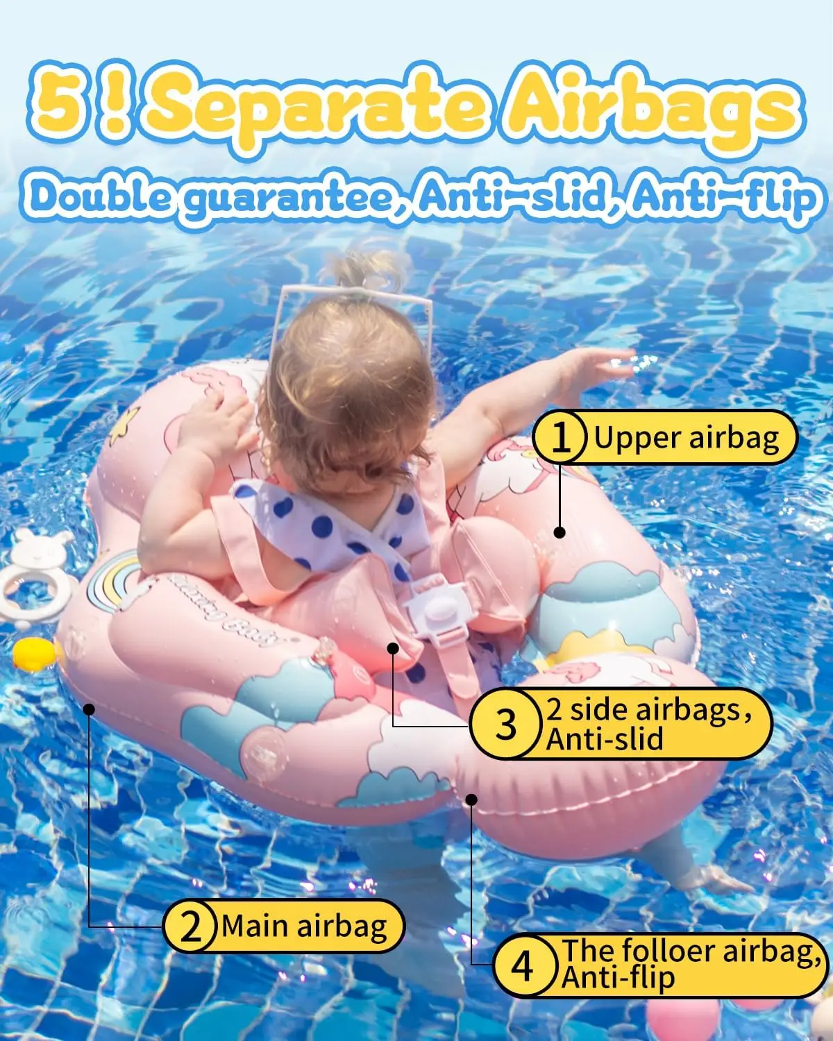 3-72 Months Baby Swimming Float Children Waist Ring Inflatable Swimming  Ring Baby Float With Canopy for Pool