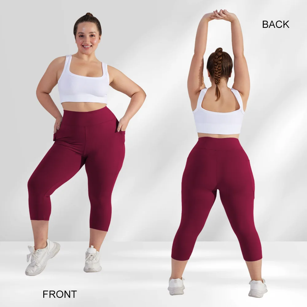 Style Three-Quarter Yoga Pants Shorts High-Waisted Crescent Pocket Casual Running Sports detail