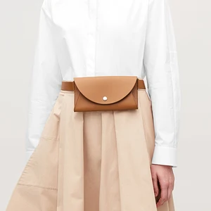 Custom Smooth Leather Ladies Small Mini Belt Bag Envelope Waist Purse Fanny Pack for Women