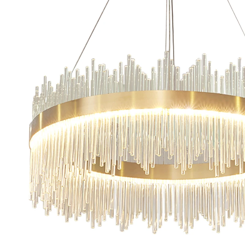 Simple Creative Type Design Balcony Silver Crystal Led Chandelier Pendant Light