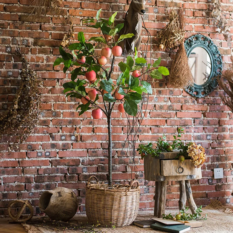 Large Green Decorative Fake Apples Tree Orange Lemon Artificial Fruit Trees Plant for Home Decoration