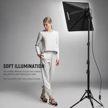 NEEWER 24x24in/60x60cm Softbox With E26 Porcelain Socket/UL Certified Power Cord/White Diffuser/Stand Adapter, Durable Nylon detail image