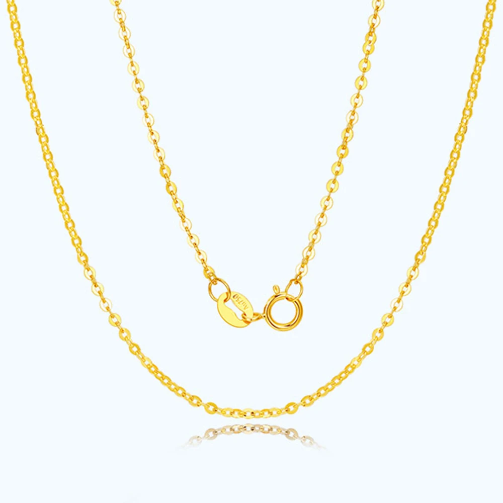 アクセサリー Saudi Gold 18K/ AU750 18K Au750 Solid Gold O Shape Cable Chain Necklace - 18inch