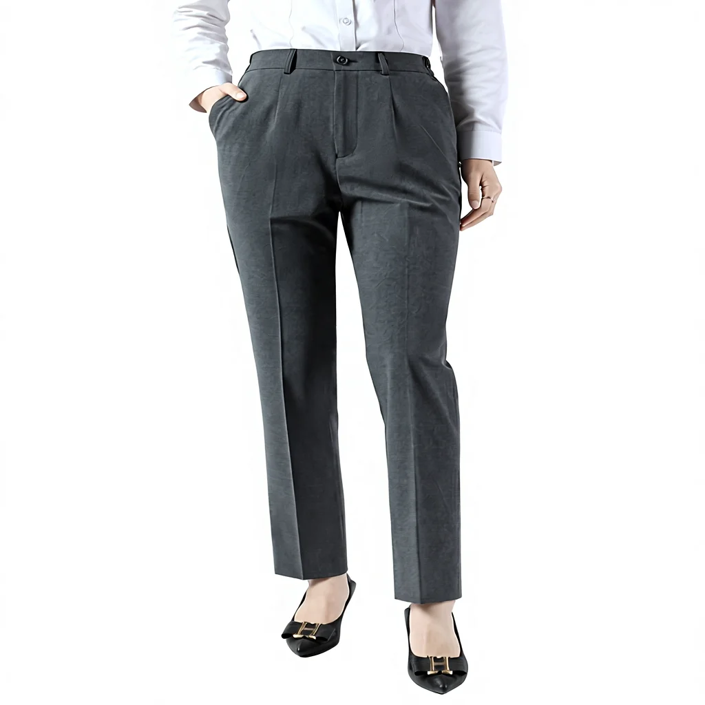 Women's Black Business Suit Pants High Waist Straight Leg Dress Pants with  Micro-Elastic Slimming Design for Spring and Autumn