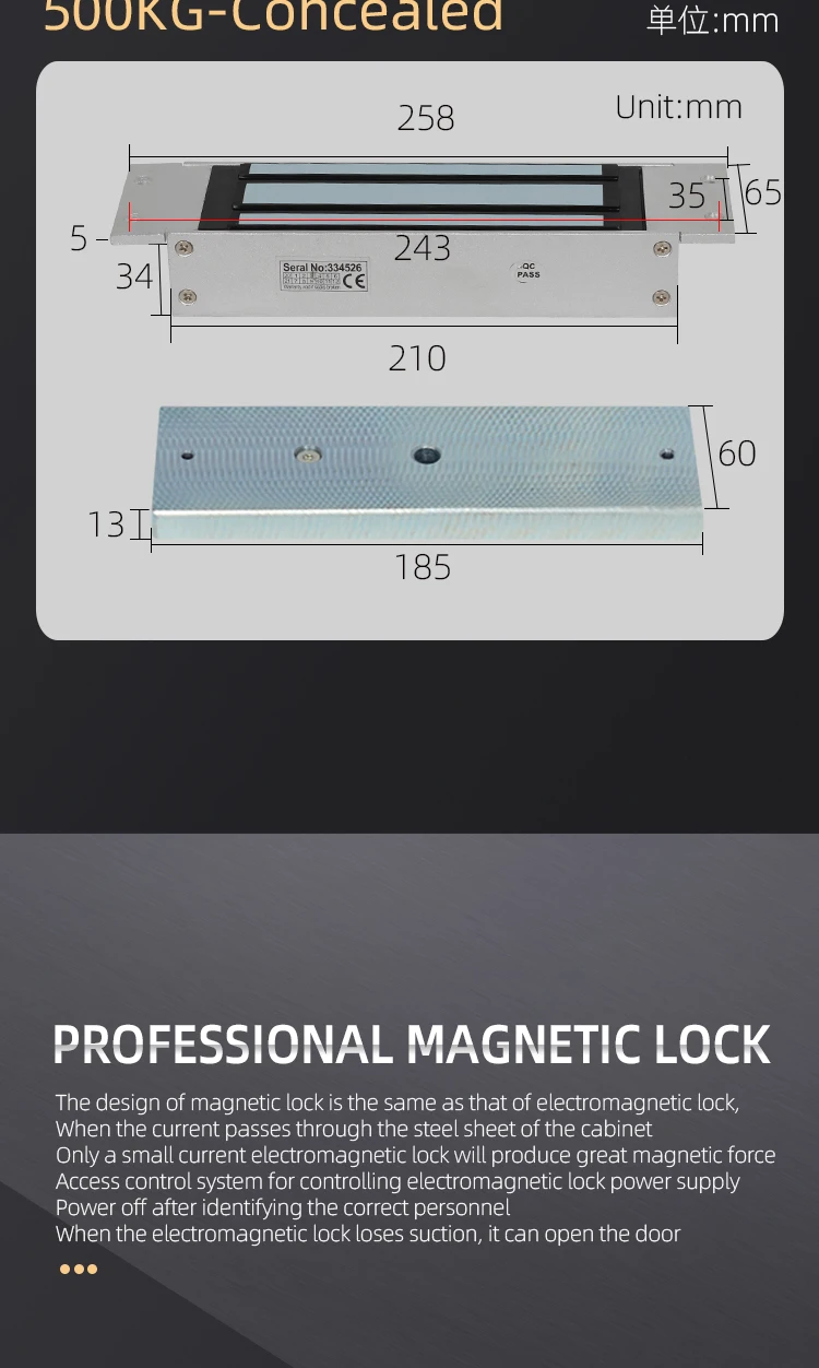 Hot Sale 12v 1200lbs Door Lock 500kg Access Control