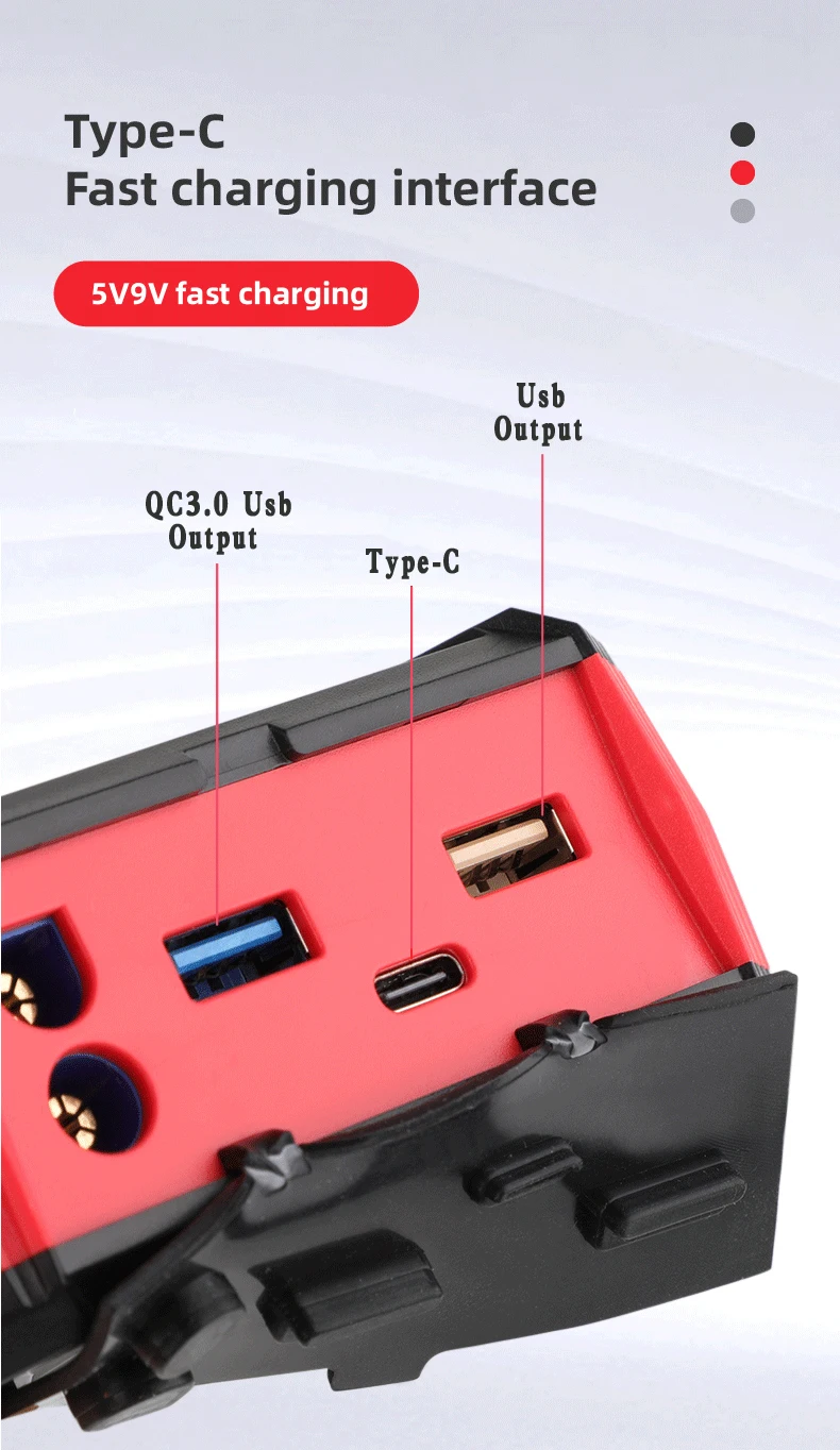 High Quality 12V Peak 1000A Car Starter Portable Multi -Function Vehicle Emergency Tool Factory Wholesales