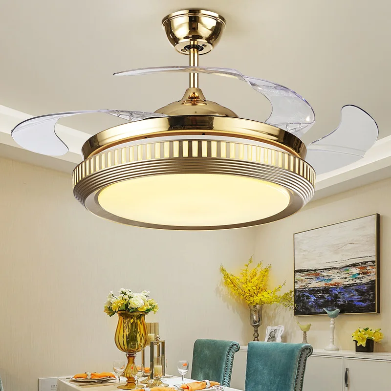 Decorative Invisible Ceiling Fan Light with Hidden Blades Remote Control for Living Room