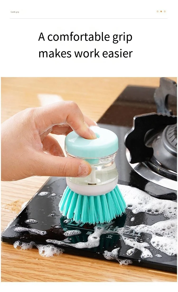 Liquid washing brush Press type automatic kitchen cleaning brush Household multi-functional decontamination cleaning brush details