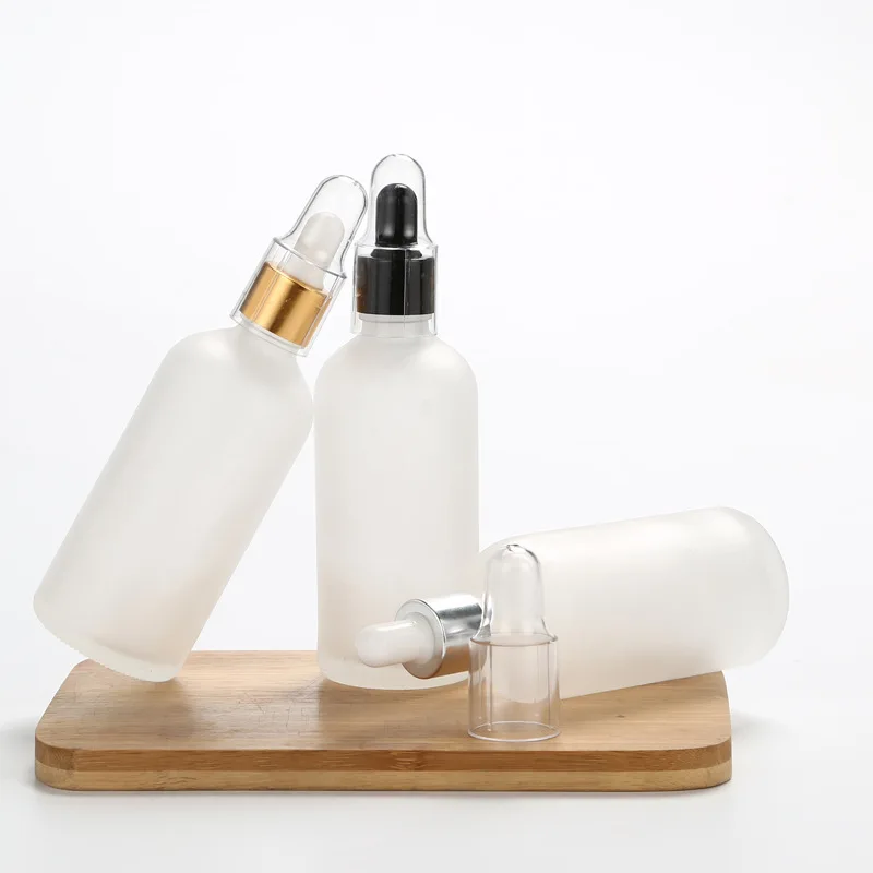 15 ml 20 ml 30 ml 50 ml 100ML  frosted clean glass dropper bottle for essential oil with gold cap