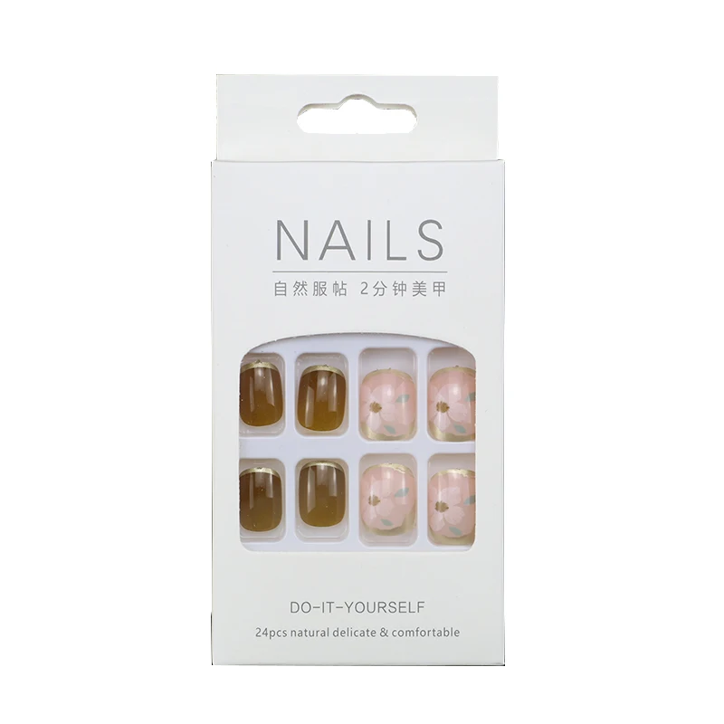 Cheap Price 24pcs Nail Press on Short Printed Bulk Press on Nails Artificial Fingernails for Woman Fancy Press on Nails
