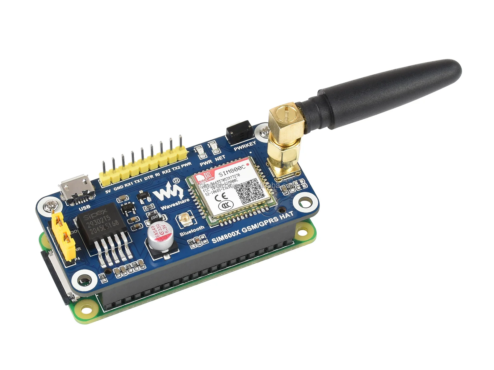 SIM800C Raspberry Pi GSM/GPRS Expansion Board - 2G Access