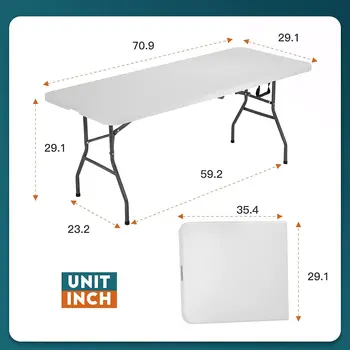 Tavolo Pieghevole A2Z 6ft In Plastica Bianca - Per Interni/esterni, Resistente