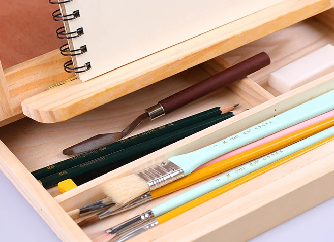 
Твердая Регулируемая Складная Настольная буковая деревянная настольная коробка для эскизов мольберт для художника с ящиком для хранения 