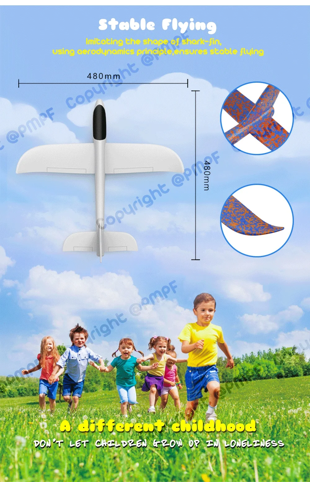 Whole Body Handthrowing Plane Foam Plane Stall Toy Glider Epp