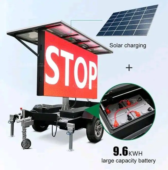 Energy Saving Mobile Led Display P4 P5 P6 Advertising Led Billboard Trailer Led Screen with Solar Panels and Battery