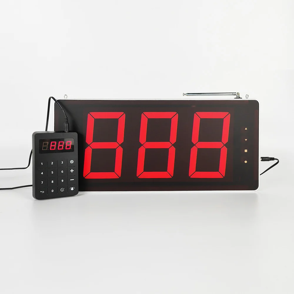 Wireless 3-Digit LED Display Queue Calling System Metal Construction for Hotel Restaurant Hospital or Bank Management