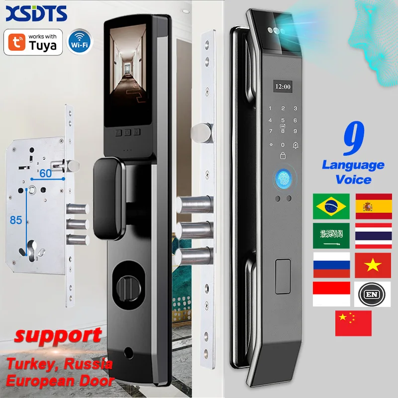 XSDTS DF14XF85 3D Face Smart Door Lock WiFi Video Intercom Remote