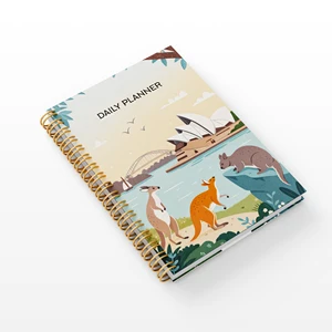 2026 Australia Animals Premium Daily Planner A5 Spiral Bound Hardcover with Paper Cover Monthly Index and Dated Pages