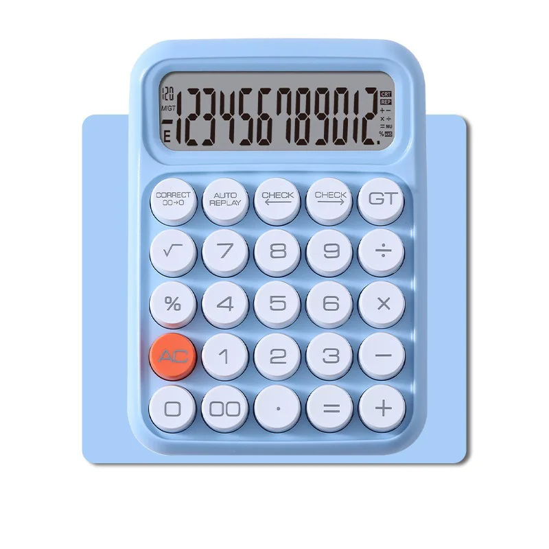 Custom school stationery items 12 digits calculator number checking function color mechanical button calculator