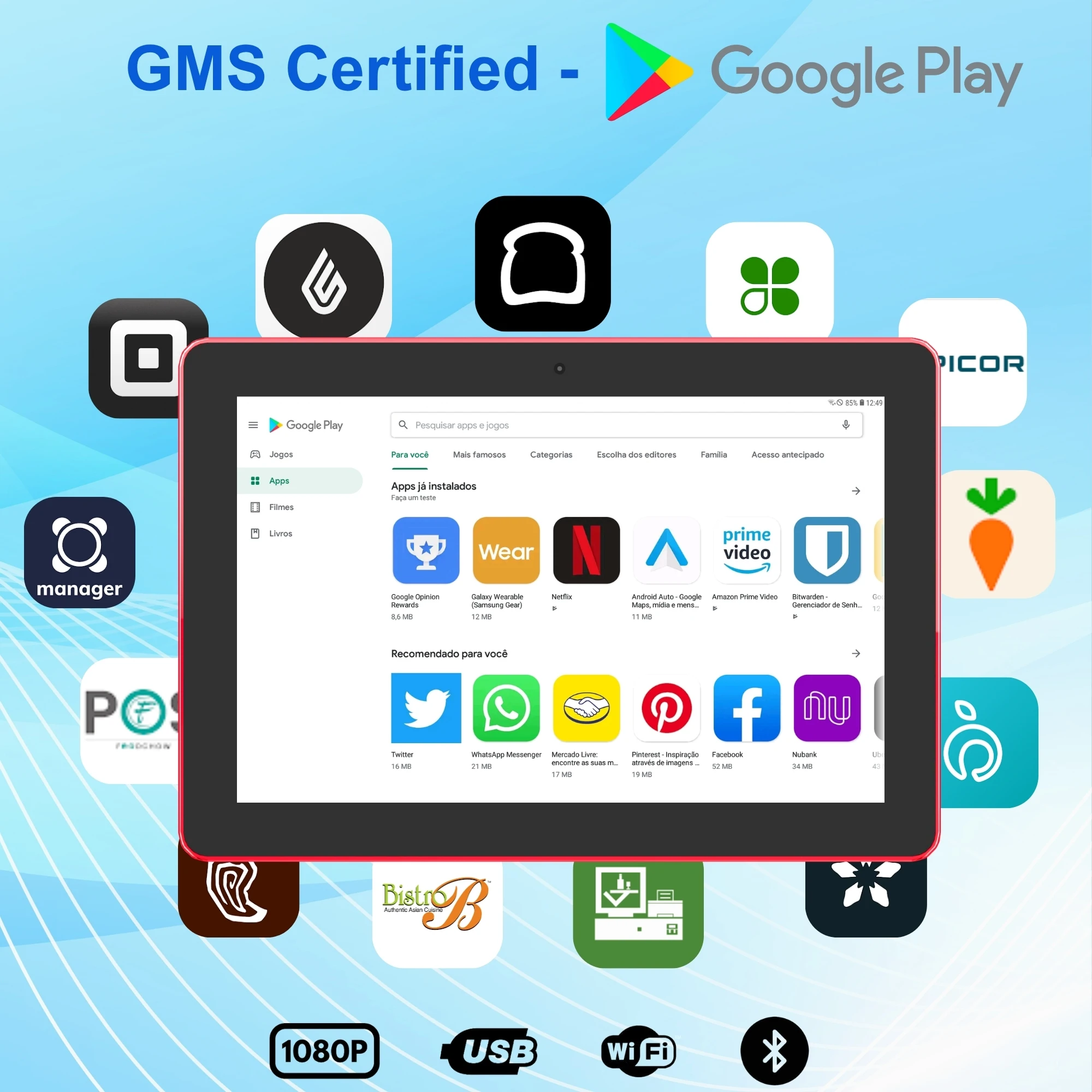 10.1 Inch Android 11 Commercial Display Advertising Tablet Touch Screen Edge LED Light 2+16GB Compatible PC for Mobile Payment